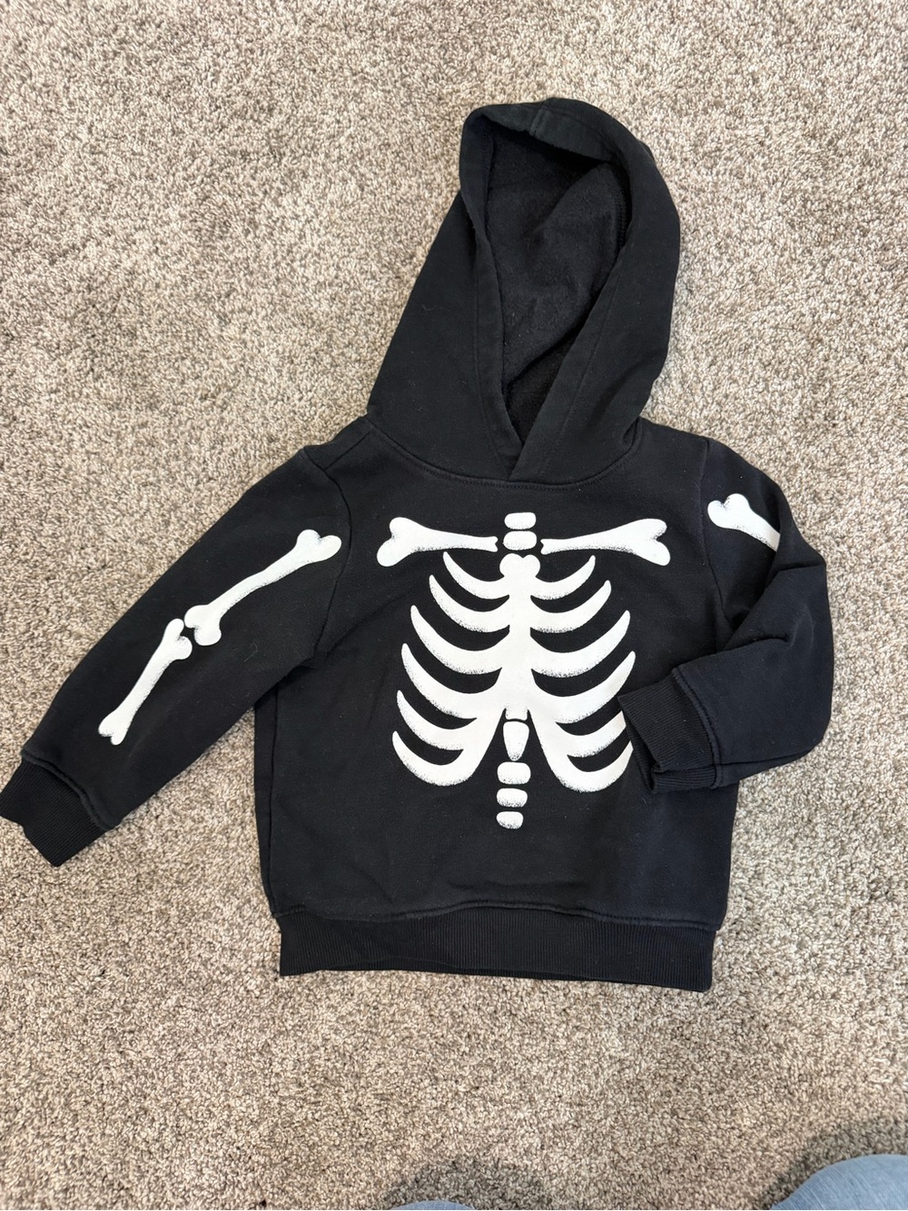 Old Navy Kids Black Hoodie with White Skeleton Graphic